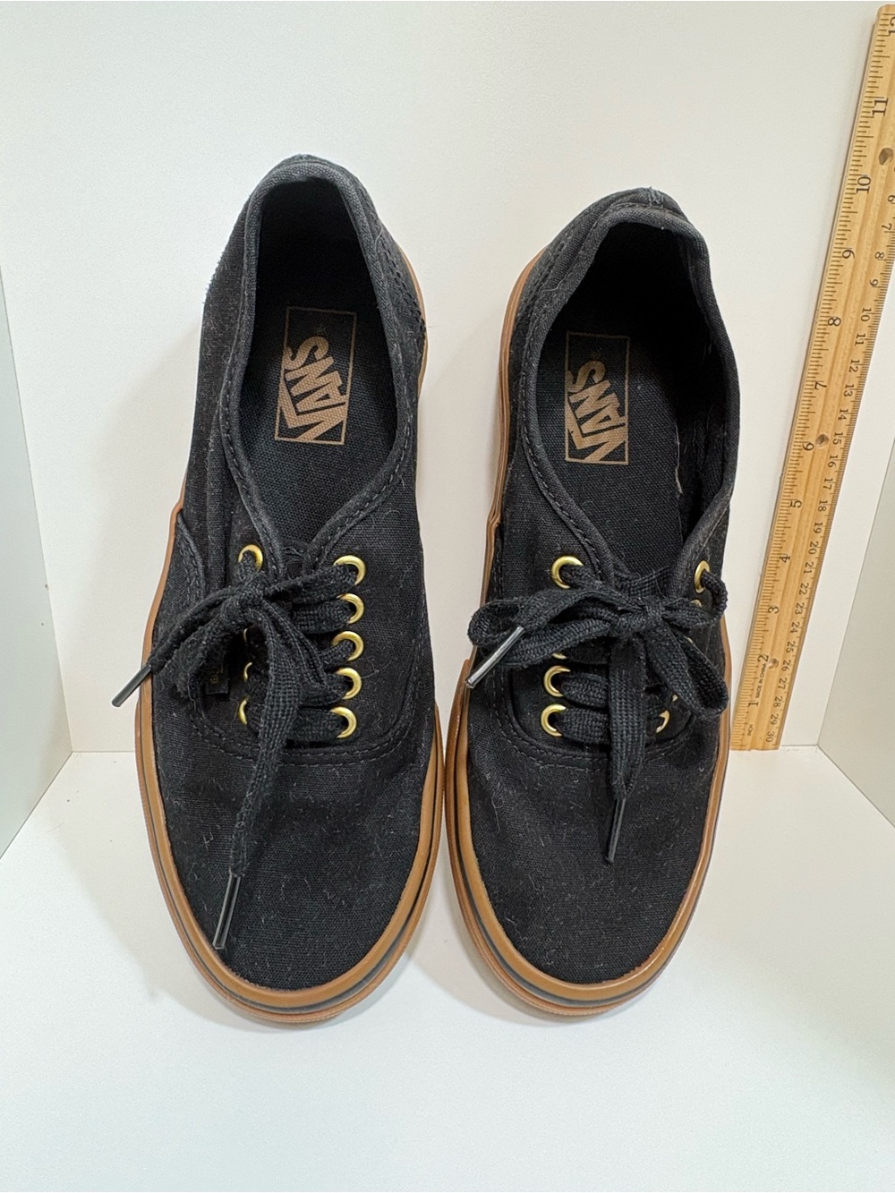 Vans Black Canvas Sneakers with Gum Outsole women’s size 8 men’s 6.5